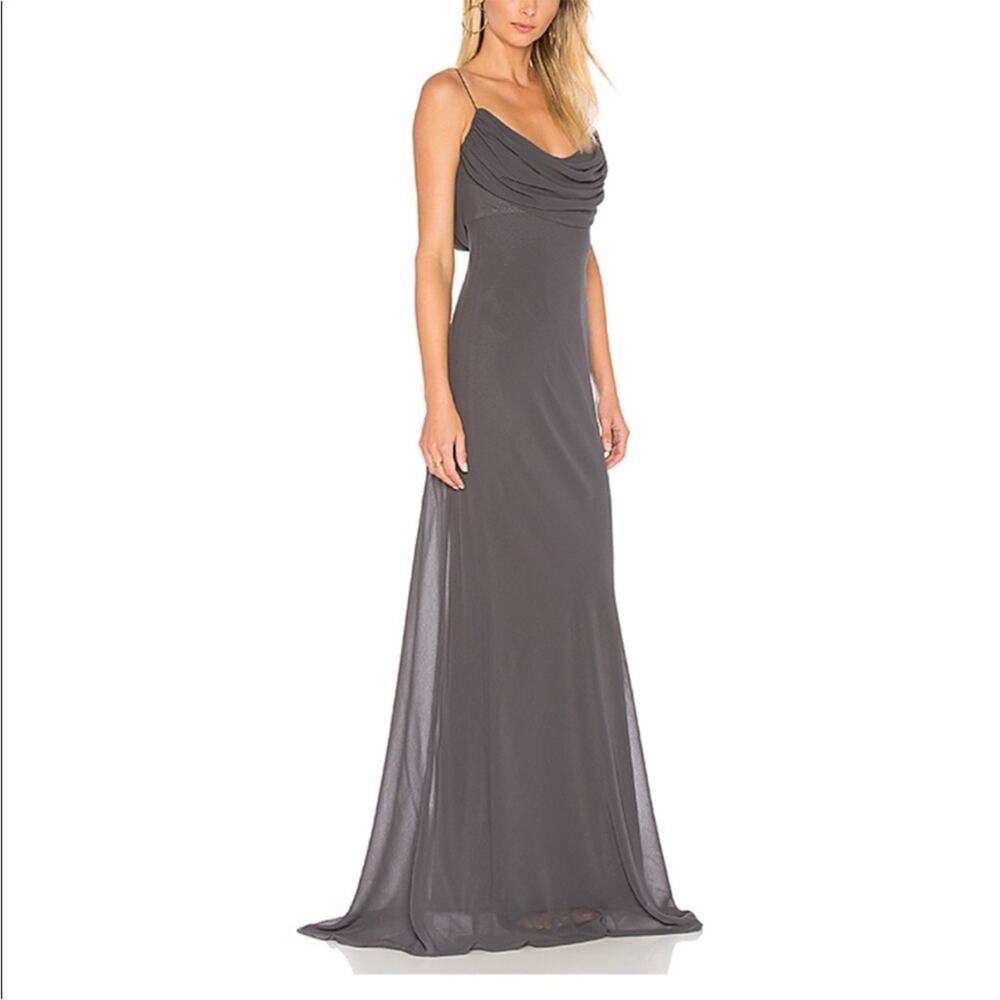 NWT Katie May Eden Cowl Neck‎ Gown Charcoal Size 4